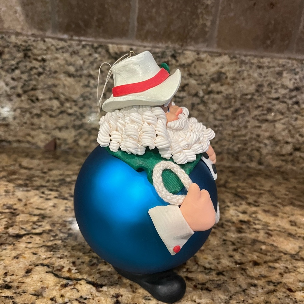 Festive Blue Santa Ornament - Picture 3 of 3